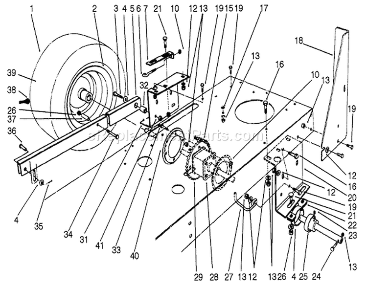 Rear Axle Assembly Diagram and Parts List for 56195 2000001-2999999 - 1992 Toro Lawn Tractor