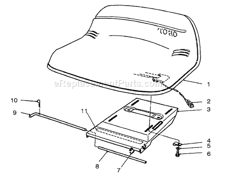 Seat Assembly (model No. 56185) Diagram and Parts List for 56195 2000001-2999999 - 1992 Toro Lawn Tractor