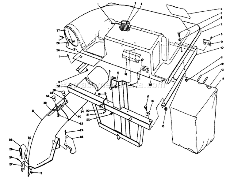 Twin Bagger Grass Catcher Model 59184 Diagram and Parts List for 56195 2000001-2999999 - 1992 Toro Lawn Tractor