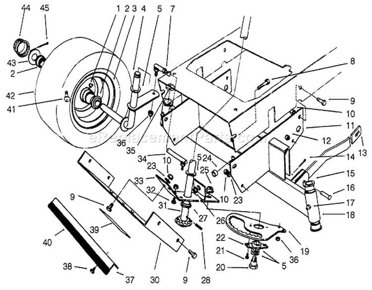 Front Axle Assembly Diagram and Parts List for 56195 2000001-2999999 - 1992 Toro Lawn Tractor