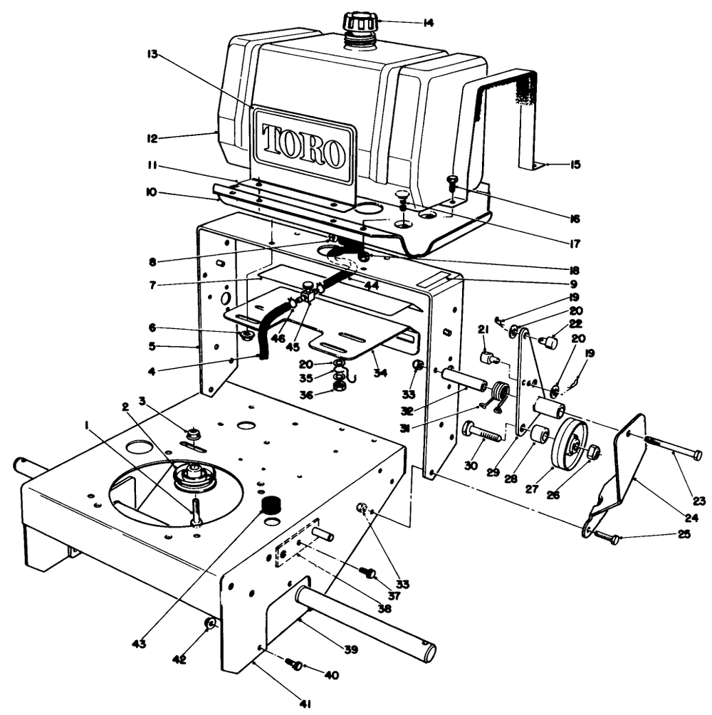 Frame Assembly Diagram and Parts List for 30102 8000001 - 8999999 Toro Lawn Tractor Accessories