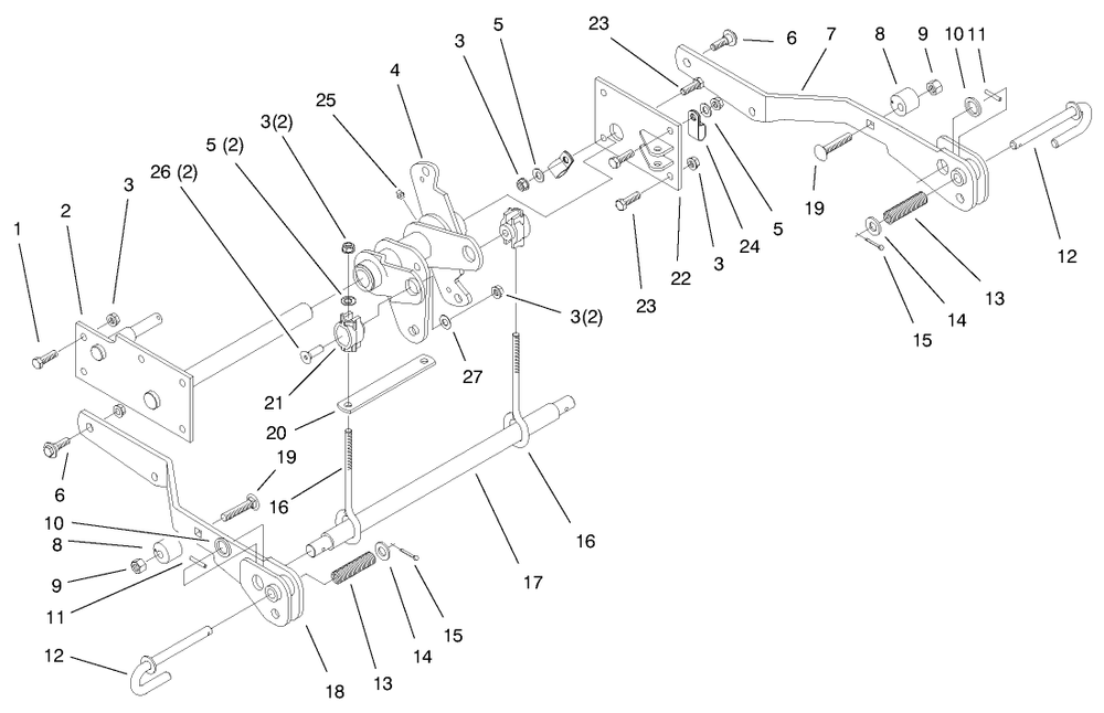 Lower Hydro Lift Assembly Diagram and Parts List for 73580 9900001 - 9999999 Toro Lawn Tractor