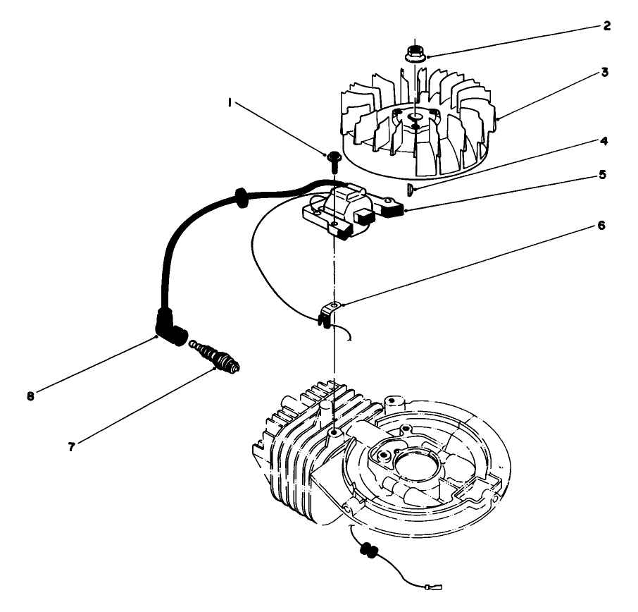 Flywheel & Magneto Assembly (Engine No. 47pg6) Diagram and Parts List for 16202C 7000001 - 7999999 Toro Lawn Mower
