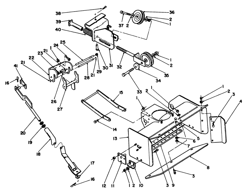 Blower Assembly Diagram and Parts List for 06-42SS01 2000001 - 2999999 Toro Snow Blower