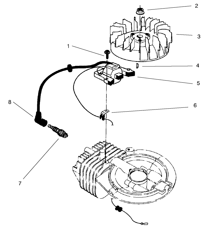Ignition Assembly Diagram and Parts List for 26643 7900001 - 7999999 Toro Lawn Mower