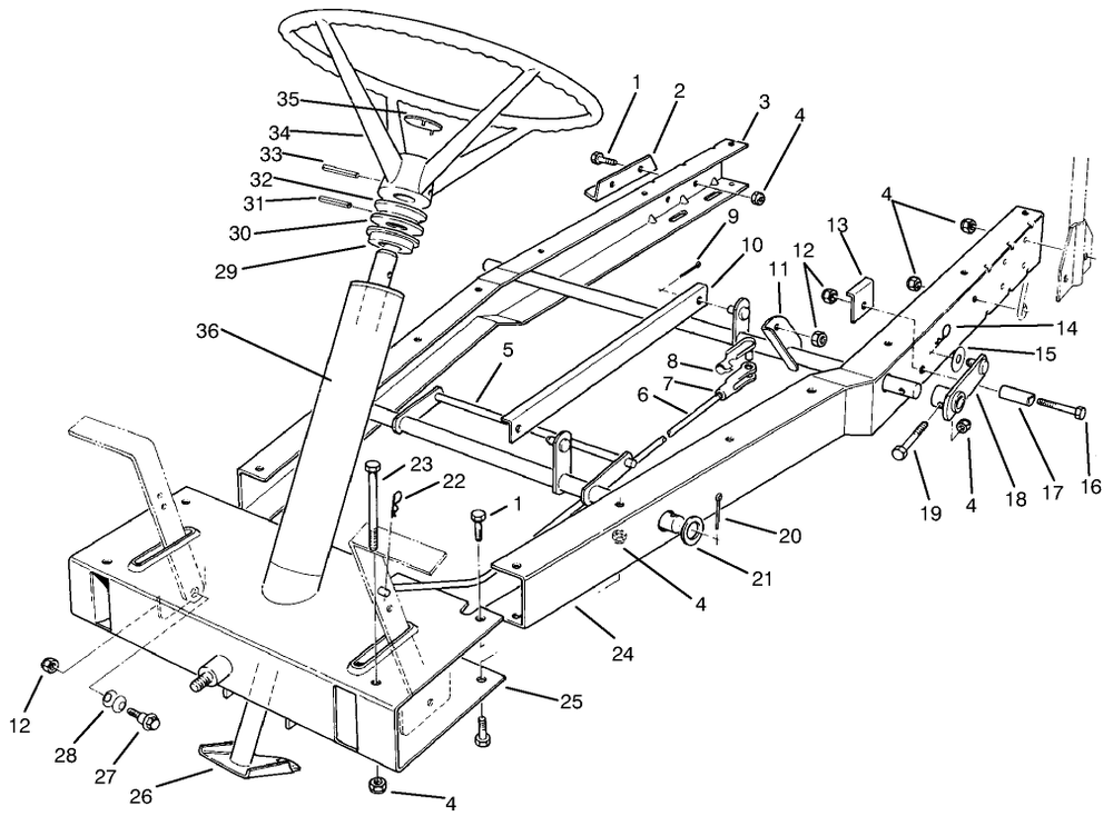 Frame Assembly Diagram and Parts List for 70060 59000001 - 59999999 Toro Lawn Tractor