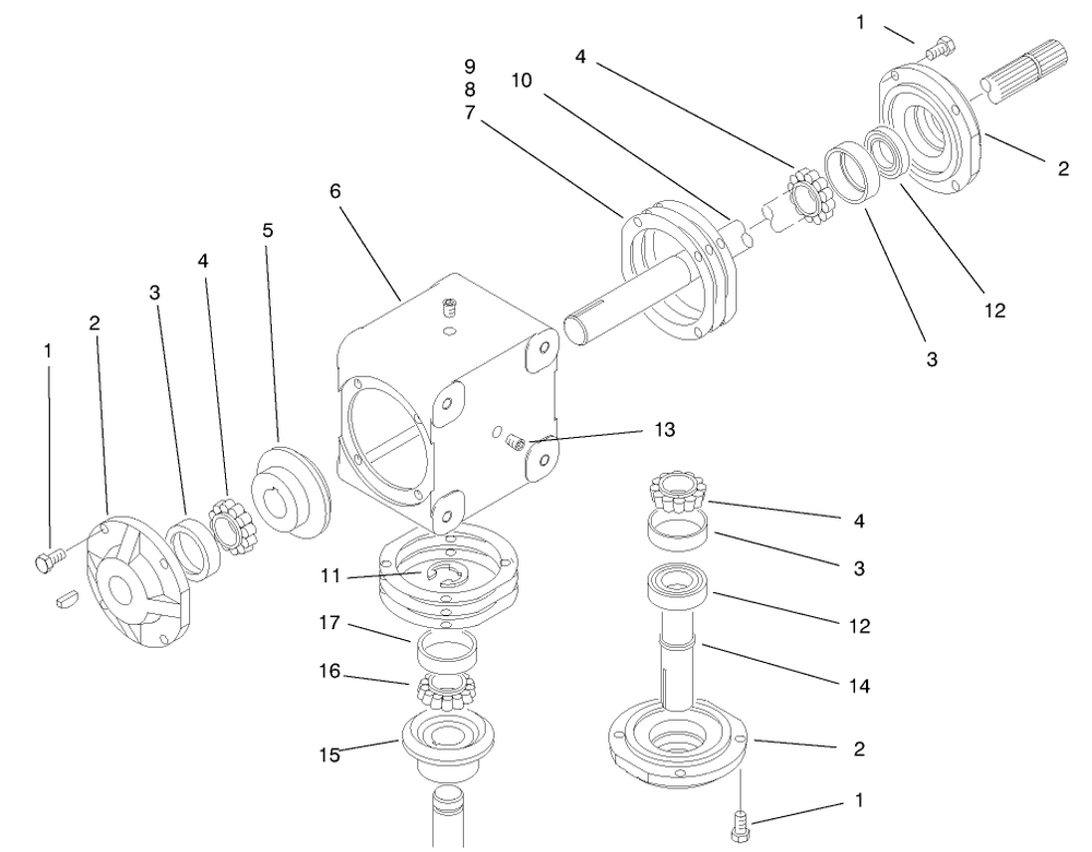 Gear Box Assembly Diagram and Parts List for 74182 (891200-891564)(1998) Toro Lawn Tractor