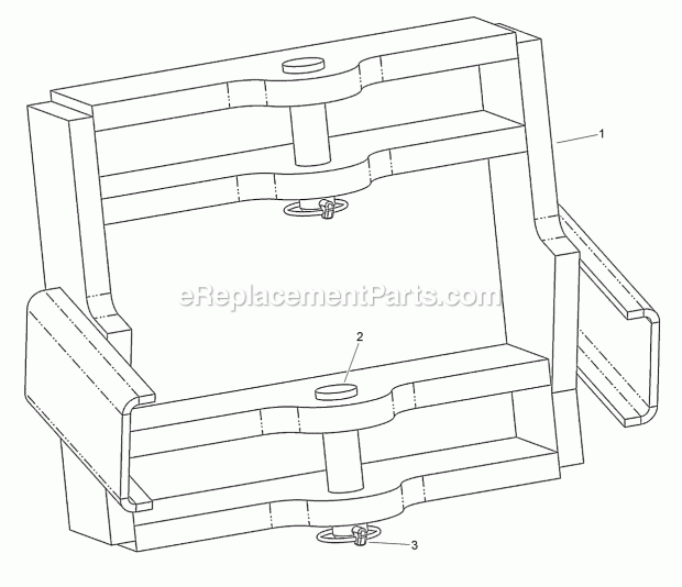 Trencher Mount - Rear Assembly Diagram and Parts List for 2011  Toro Lawn Tractor Accessories