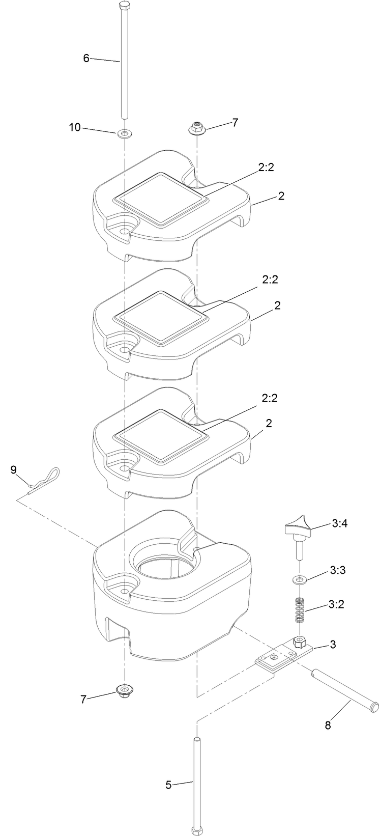 Weight Assembly Diagram and Parts List for 78560 400000000-999999999 Toro Lawn Mower