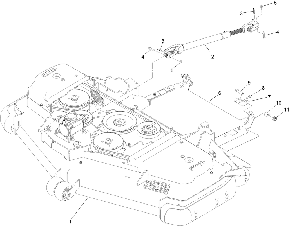Deck And Driveshaft Assembly Diagram and Parts List for 72065 413000000 - 999999999 Toro Lawn Tractor
