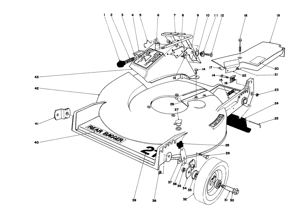Housing Assembly Diagram and Parts List for 20785 9000001 - 9999999 Toro Lawn Mower