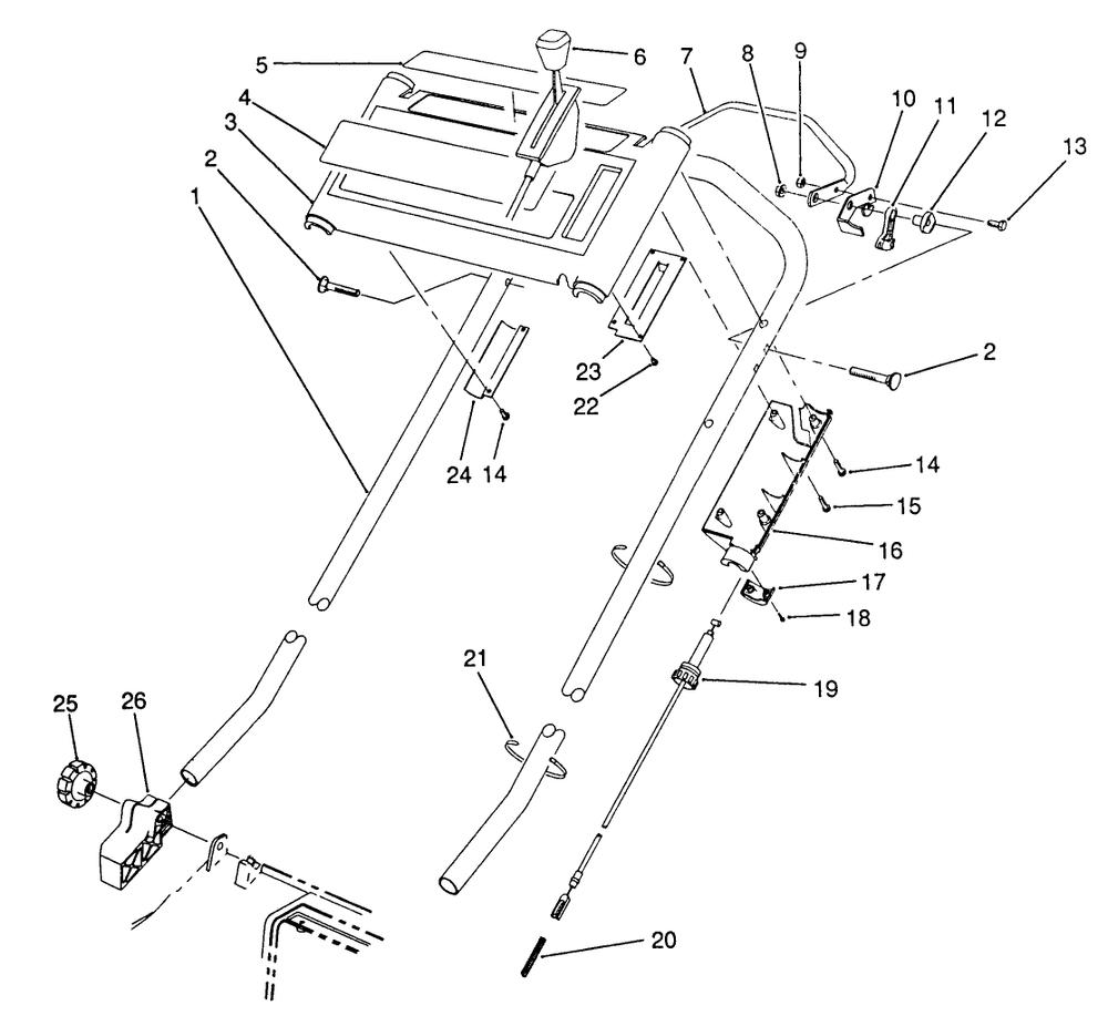 S.P. Handle Assembly (Model No. 20916b) Diagram and Parts List for 20916B 1000001 - 1999999 Toro Lawn Mower