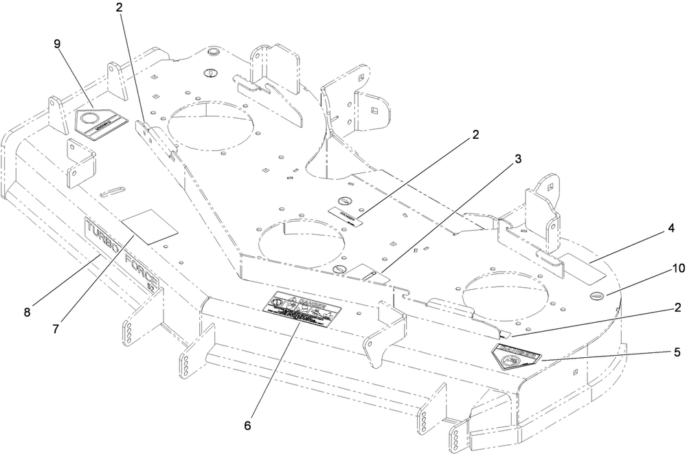 Deck Decal Assembly Diagram and Parts List for 74943CP (290000001-290999999)(2009) Toro Lawn Mower