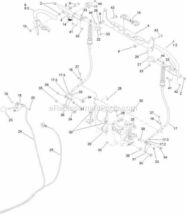Control Assembly Diagram and Parts List for 74575 315000001-315999999 Toro Lawn Mower