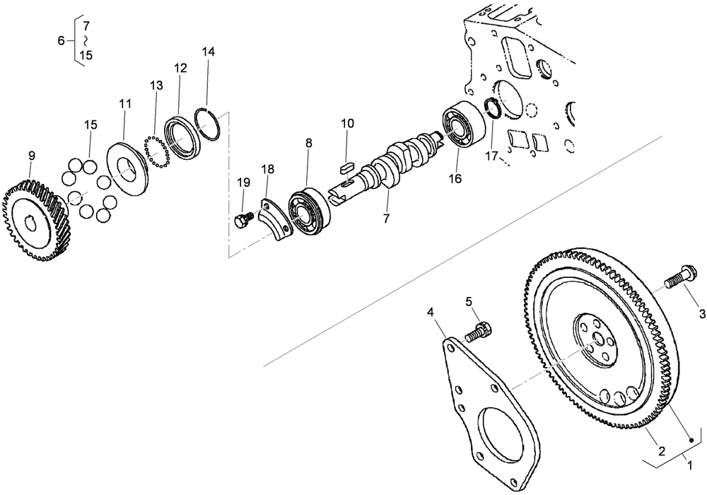 Flywheel And Fuel Camshaft Assembly Diagram and Parts List for 74264TE (310000001-310999999)(2010) Toro Lawn Mower