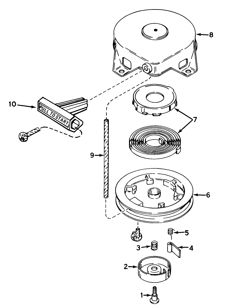 Rewind Starter No. 590537 Diagram and Parts List for 38100 9000001 - 9999999 Toro Snow Blower