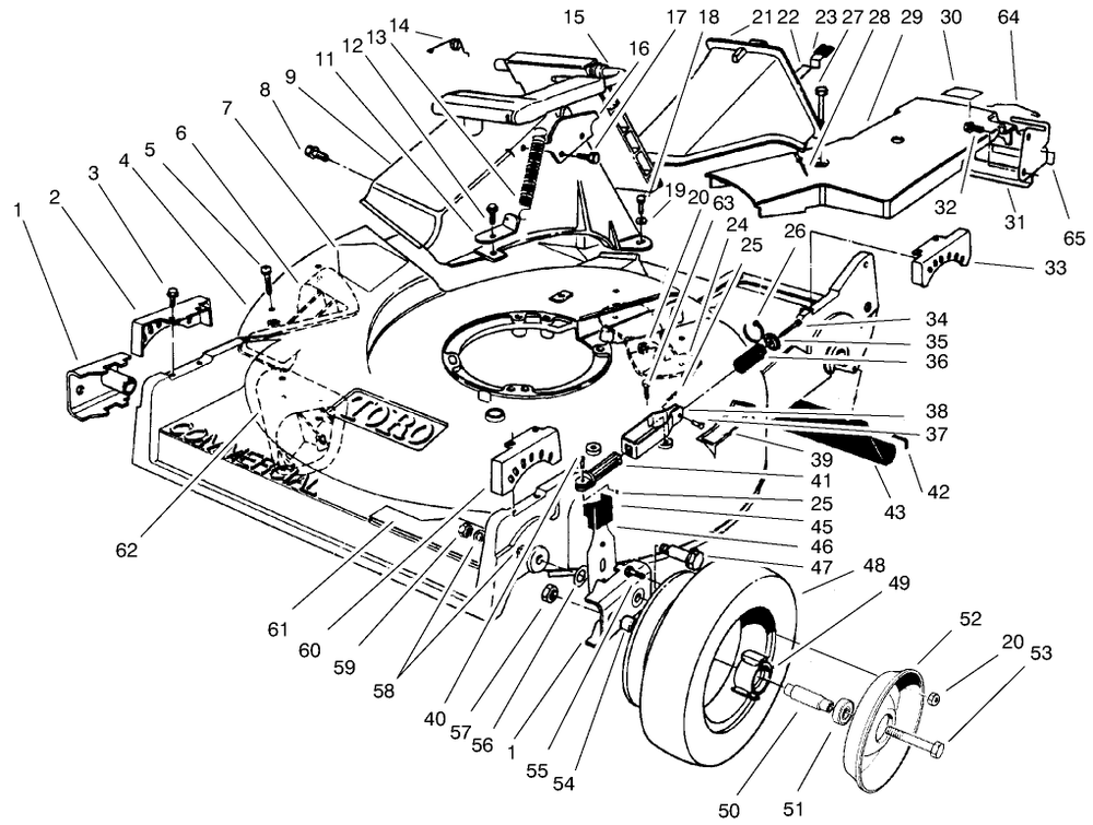 Housing Assembly Diagram and Parts List for 22043 6900001 - 6999999 Toro Lawn Mower