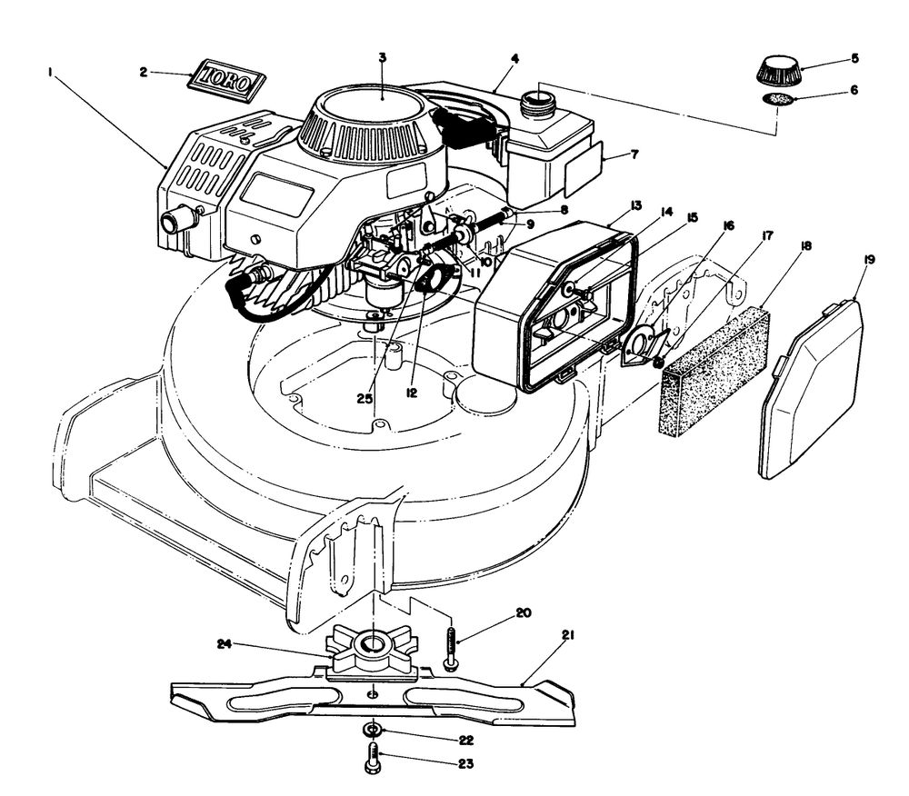 Engine Assembly Diagram and Parts List for 20745C 6000001 - 6999999 Toro Lawn Mower