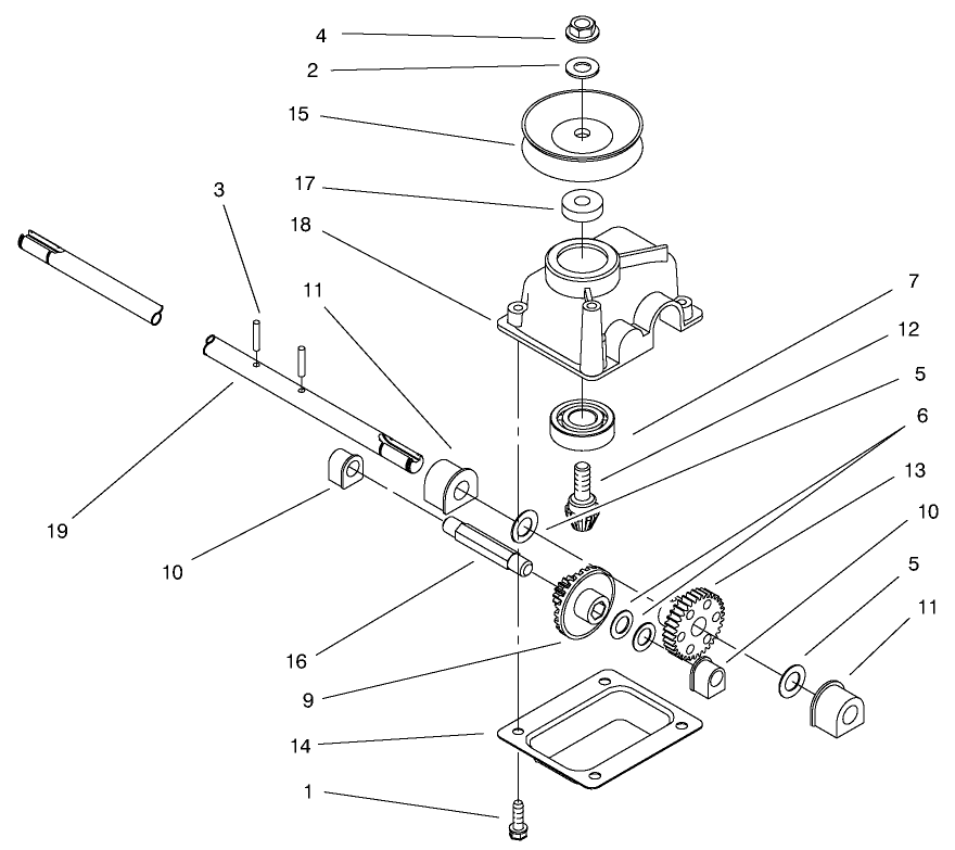 Gear Case Assembly Diagram and Parts List for 20716 9900001 - 9999999 Toro Lawn Mower