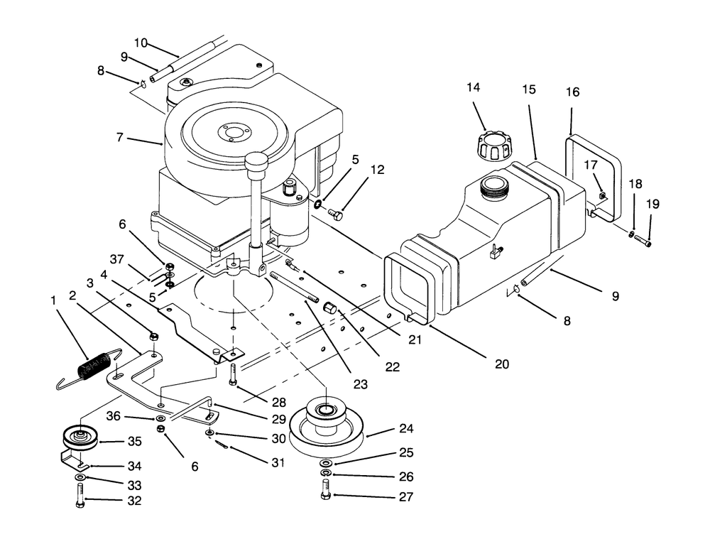 Engine Assembly Diagram and Parts List for 70080 5900001 - 5999999 Toro Lawn Tractor