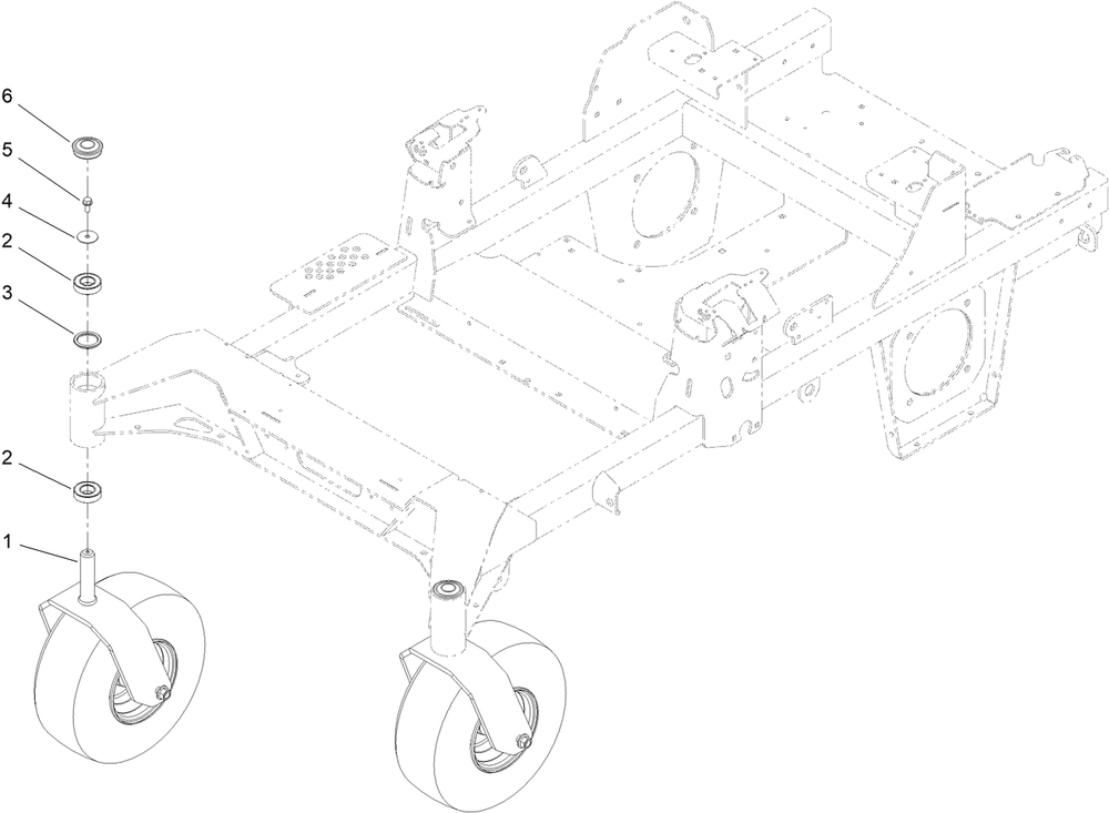 Caster Wheel Assembly Diagram and Parts List for 74020 400000000-999999999 Toro Lawn Tractor
