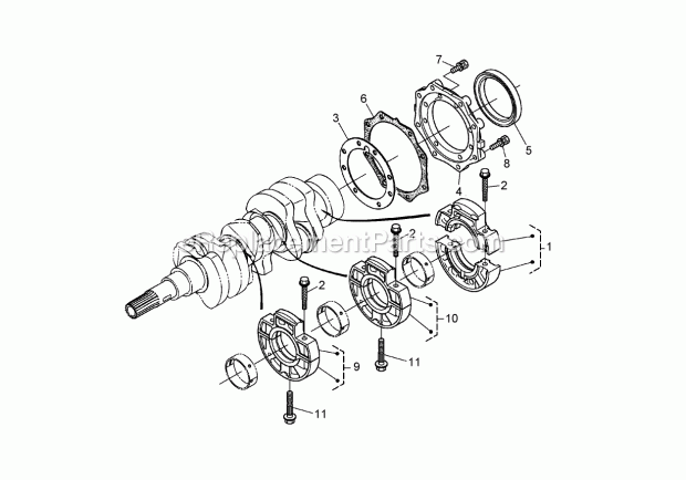 Main Bearing Case Assembly Diagram and Parts List for 74265 260000001-260999999 Toro Lawn Mower