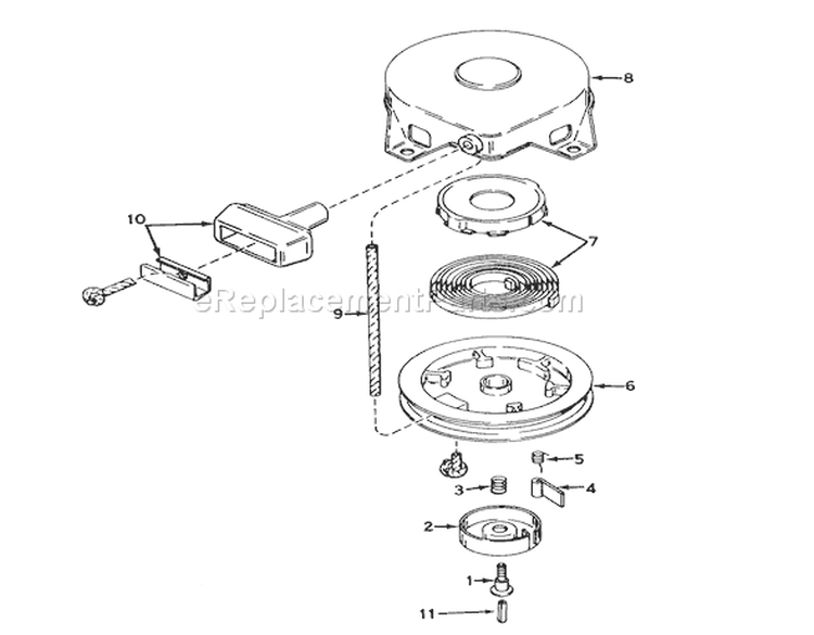 Rewind Starter N0. 590420 Diagram and Parts List for 57017 3000001-3999999 - 1973 Toro Lawn Tractor
