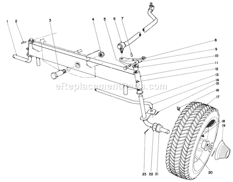 905 And 910 Front Axle Assembly Diagram and Parts List for 57051 9000001-9999999 - 1969 Toro Lawn Tractor
