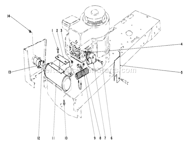 Exhaust System Diagram and Parts List for 57077 1000001-1999999 - 1971 Toro Lawn Mower