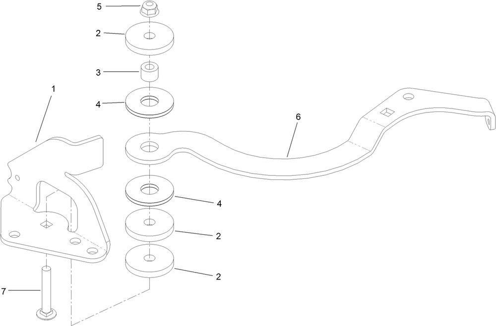 Idler Arm Pivot Assembly Diagram and Parts List for 44410 406814864-407699999 Toro Lawn Mower