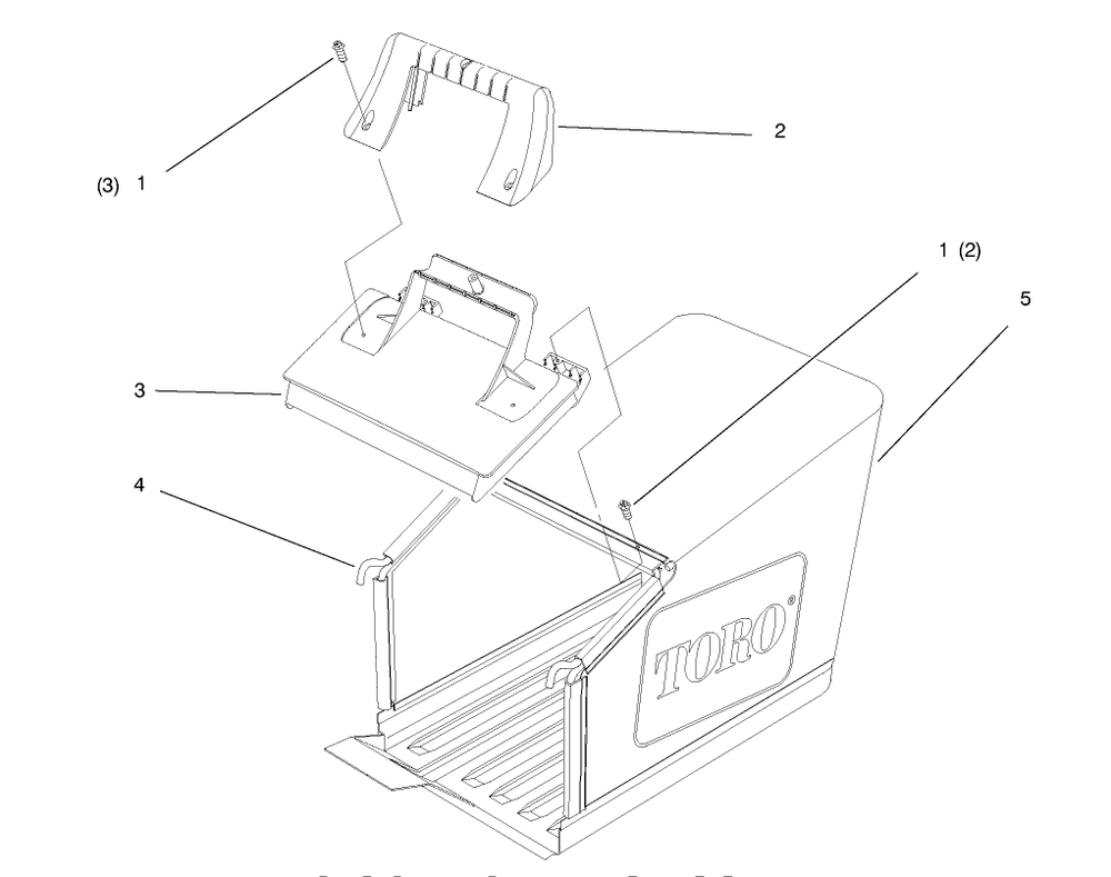 Bag Components Assembly Diagram and Parts List for 26633 7900001 - 7999999 Toro Lawn Mower