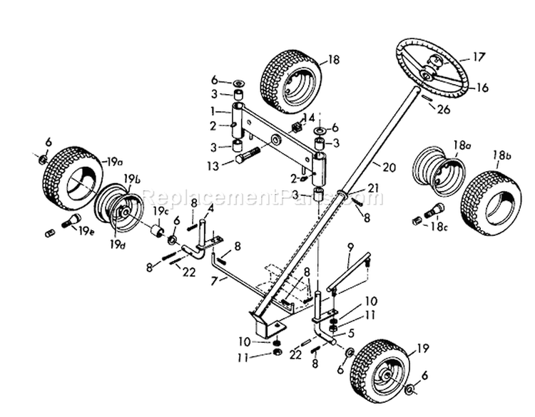 Front End And Wheels Diagram and Parts List for 57201 8000001-8999999 - 1968 Toro Lawn Mower