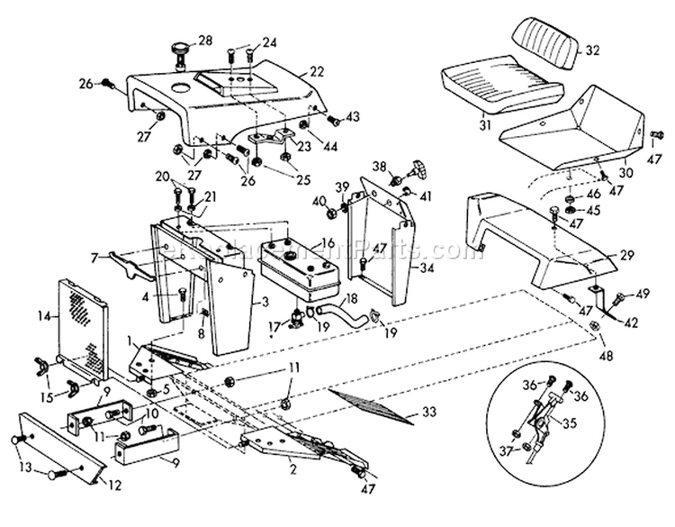 Hood Group Diagram and Parts List for 57201 8000001-8999999 - 1968 Toro Lawn Mower