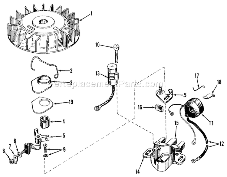 Model 610689a Magneto Assembly (recoil) Diagram and Parts List for 57222 1000001-1999999 - 1971 Toro Lawn Mower