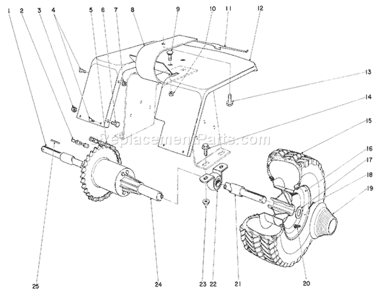 Rear Axle Assembly Diagram and Parts List for 57222 1000001-1999999 - 1971 Toro Lawn Mower