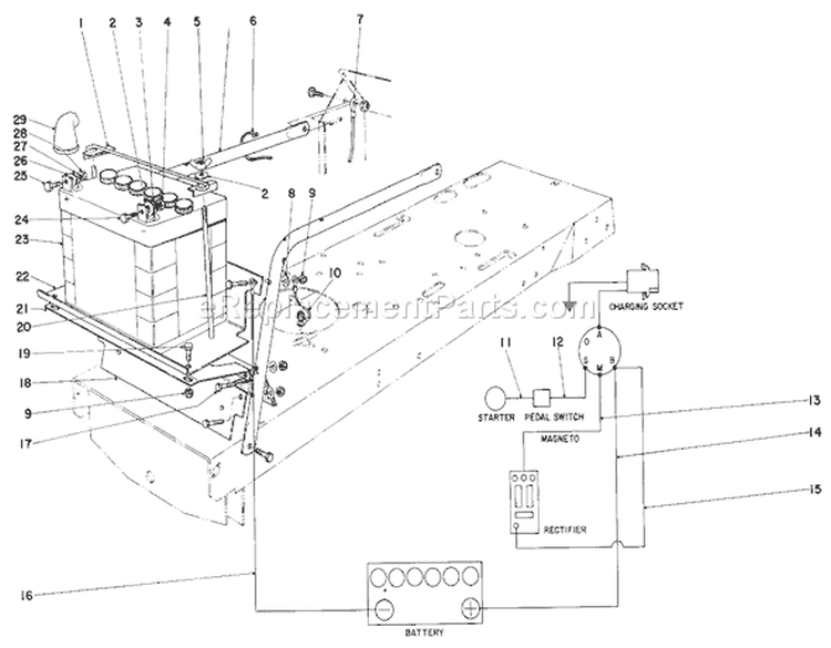 Electrical Diagram Diagram and Parts List for 57222 1000001-1999999 - 1971 Toro Lawn Mower