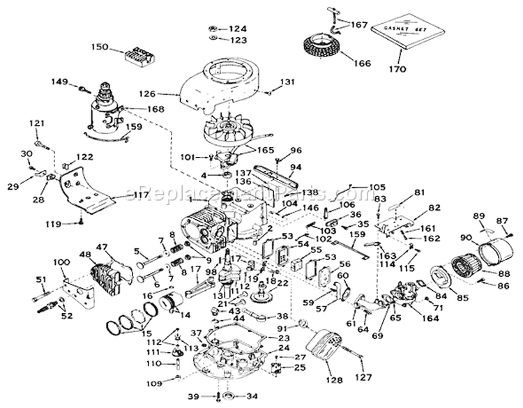 Engine V70-125130 (electric) Diagram and Parts List for 57222 1000001-1999999 - 1971 Toro Lawn Mower