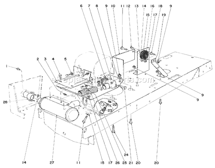 Exhaust System Diagram and Parts List for 57222 1000001-1999999 - 1971 Toro Lawn Mower
