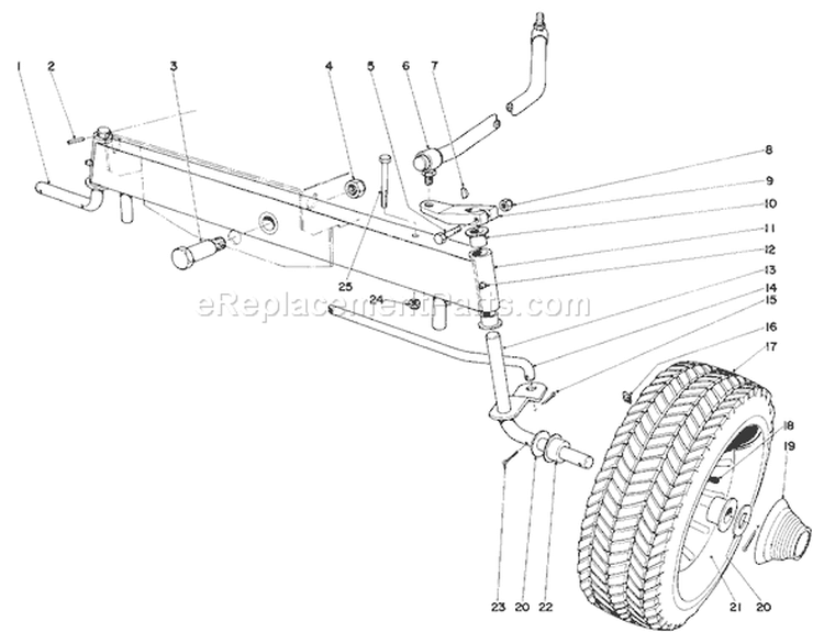 Front Axle Assembly Diagram and Parts List for 57222 1000001-1999999 - 1971 Toro Lawn Mower
