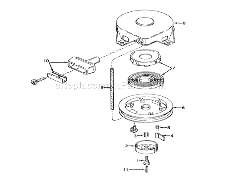 Rewind Starter No. 590420 (recoil) Diagram and Parts List for 57228 3000001-3999999 - 1973 Toro Lawn Mower