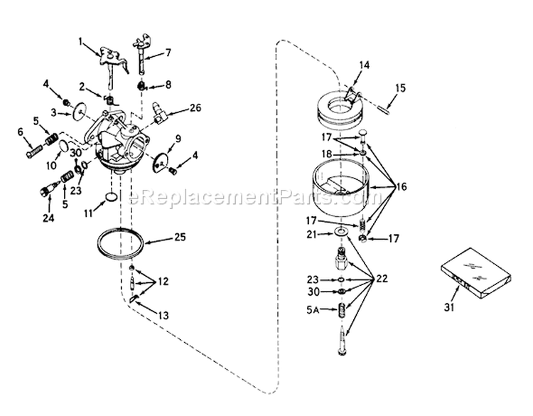 Carburetor No. 631447 Diagram and Parts List for 57228 3000001-3999999 - 1973 Toro Lawn Mower