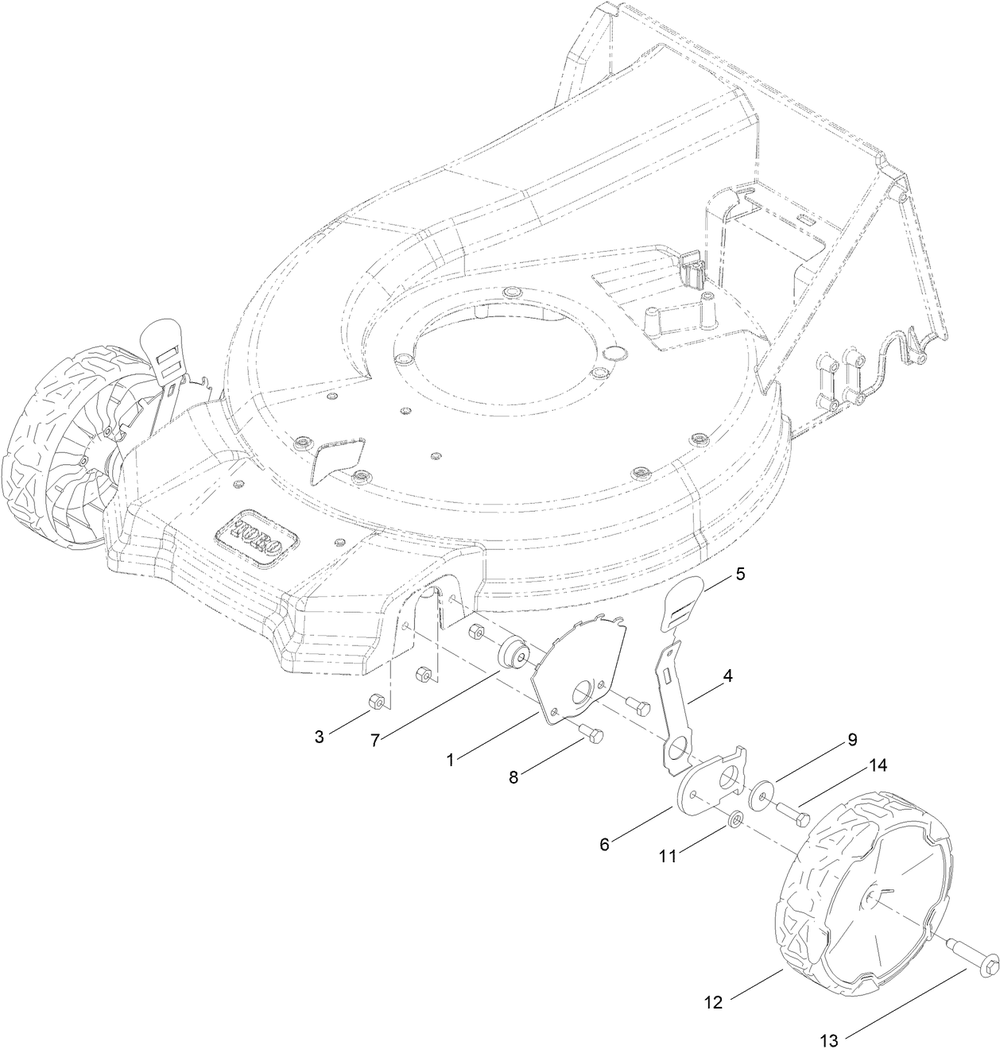 Front Wheel And Height-Of-Cut Assembly Diagram and Parts List for 21693 413000000 - 414499999 Toro Lawn Mower