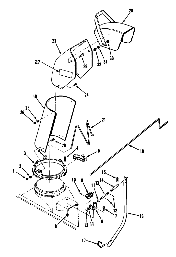 Chute Assembly Diagram and Parts List for 06-44SC01 1000001 - 1999999 Toro Snow Blower