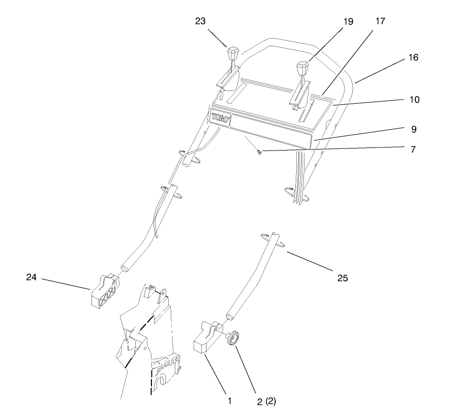 Handle Assembly Diagram and Parts List for 26633 7900001 - 7999999 Toro Lawn Mower