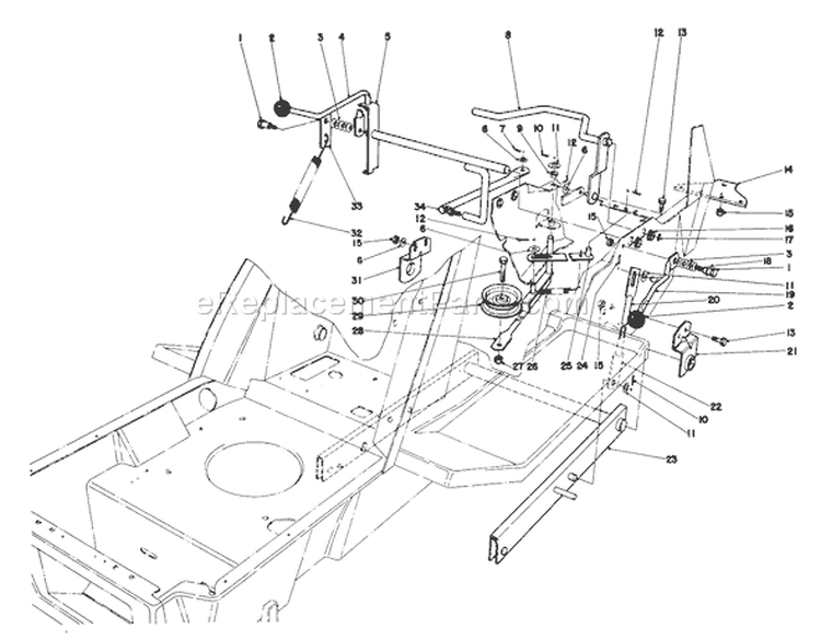 Shift & Clutch Assembly Diagram and Parts List for 57305 8000001-8999999 - 1978 Toro Lawn Tractor