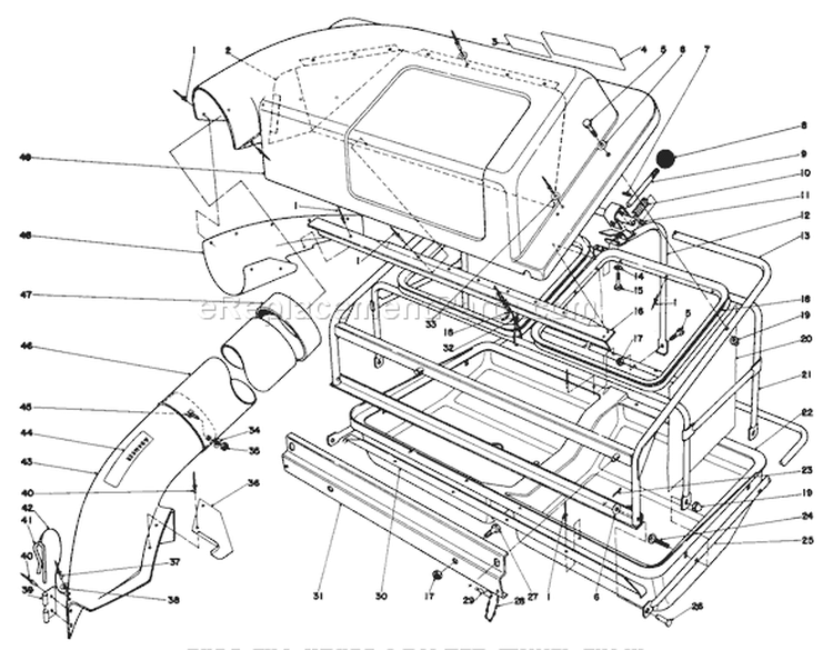 Easy Fill Grass Catcher Diagram and Parts List for 57305 8000001-8999999 - 1978 Toro Lawn Tractor