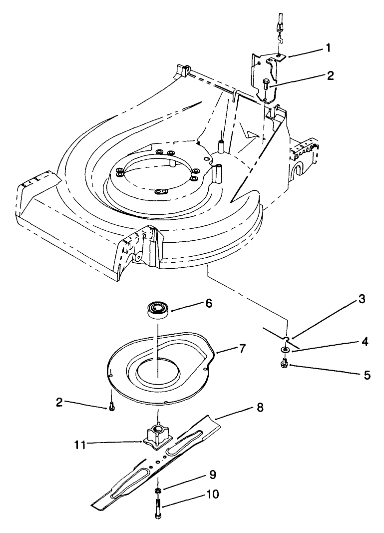 Blade & Shield Assembly Diagram and Parts List for 22685 0000001 - 0999999 Toro Lawn Mower