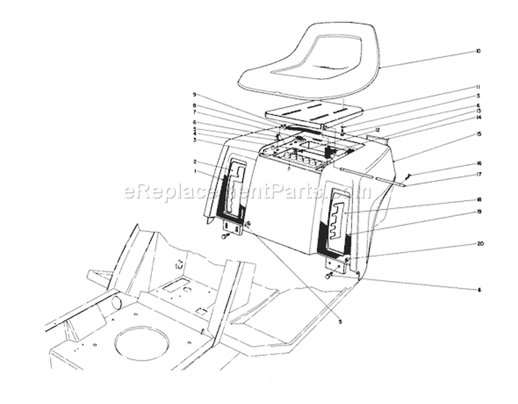 Rear Body & Seat Assembly Diagram and Parts List for 57300 7000001-7999999 - 1977 Toro Lawn Mower