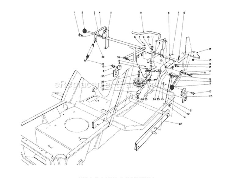 Shift & Clutch Assembly Diagram and Parts List for 57300 7000001-7999999 - 1977 Toro Lawn Mower