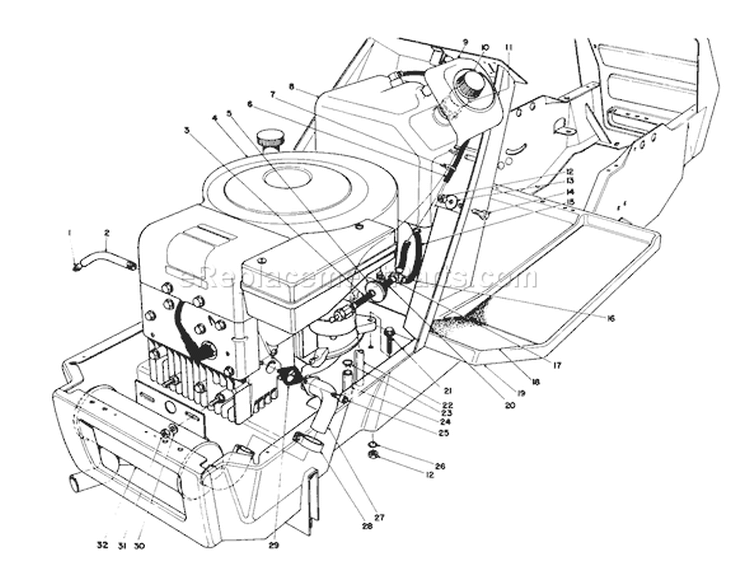 Engine Assembly Diagram and Parts List for 57354 6000001-6999999 - 1986 Toro Lawn Tractor